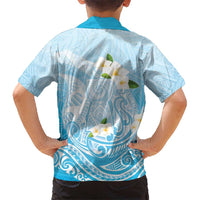 Guam Fishhook Mix Guasali Flowers Family Matching Off Shoulder Short Dress and Hawaiian Shirt Dreaming Turquoise LT7 - Polynesian Pride