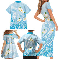 Guam Fishhook Mix Guasali Flowers Family Matching Short Sleeve Bodycon Dress and Hawaiian Shirt Dreaming Turquoise LT7 - Polynesian Pride