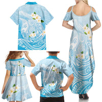 Guam Fishhook Mix Guasali Flowers Family Matching Summer Maxi Dress and Hawaiian Shirt Dreaming Turquoise LT7 - Polynesian Pride