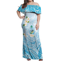 Guam Fishhook Mix Guasali Flowers Off Shoulder Maxi Dress Dreaming Turquoise