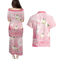 Guam Fishhook Mix Guasali Flowers Couples Matching Puletasi and Hawaiian Shirt Dreaming Coral