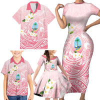 Guam Fishhook Mix Guasali Flowers Family Matching Short Sleeve Bodycon Dress and Hawaiian Shirt Dreaming Coral LT7 - Polynesian Pride