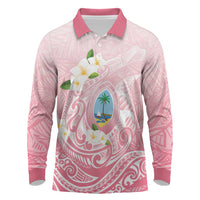 Guam Fishhook Mix Guasali Flowers Long Sleeve Polo Shirt Dreaming Coral