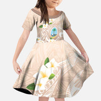 Guam Fishhook Mix Guasali Flowers Family Matching Tank Maxi Dress and Hawaiian Shirt Dreaming Hazel LT7 Daughter's Dress Beige - Polynesian Pride