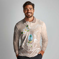 Guam Fishhook Mix Guasali Flowers Long Sleeve Polo Shirt Dreaming Hazel