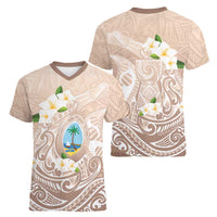 Guam Fishhook Mix Guasali Flowers Women V-Neck T-Shirt Dreaming Hazel