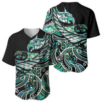 Maori Matariki - Manaia Baseball Jersey Emerald Paua Shell