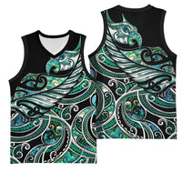 Maori Matariki - Manaia Basketball Jersey Emerald Paua Shell