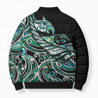 Maori Matariki - Manaia Bomber Puffer Jacket Emerald Paua Shell