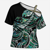 Maori Matariki - Manaia Cross Shoulder Shirt Emerald Paua Shell