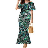 Maori Matariki - Manaia Family Matching Mermaid Dress and Hawaiian Shirt Emerald Paua Shell