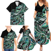 Maori Matariki - Manaia Family Matching Summer Maxi Dress and Hawaiian Shirt Emerald Paua Shell