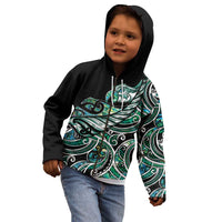 Maori Matariki - Manaia Kid Hoodie Emerald Paua Shell