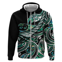 Maori Matariki - Manaia Zip Hoodie Emerald Paua Shell