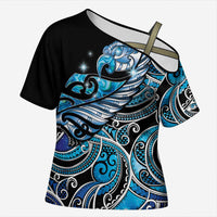 Maori Matariki - Manaia Cross Shoulder Shirt Galaxy Blue Paua Shell