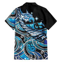Maori Matariki - Manaia Family Matching Long Sleeve Bodycon Dress and Hawaiian Shirt Galaxy Blue Paua Shell LT7 - Polynesian Pride