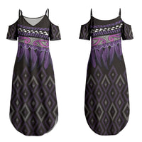 Aotearoa Maori Ngati Porou Iwi Family Matching Summer Maxi Dress and Hawaiian Shirt Korowai Tukutuku Kaokao Motifs