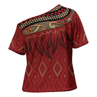 Aotearoa Maori Waikato Tainui Iwi Cross Shoulder Shirt Korowai Tukutuku Kaokao Motifs