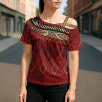 Aotearoa Maori Waikato Tainui Iwi Cross Shoulder Shirt Korowai Tukutuku Kaokao Motifs