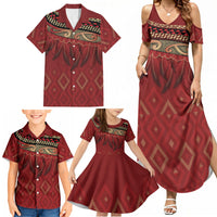 Aotearoa Maori Waikato Tainui Iwi Family Matching Summer Maxi Dress and Hawaiian Shirt Korowai Tukutuku Kaokao Motifs