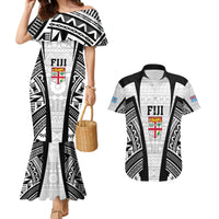 Personalised Fiji Rugby Couples Matching Mermaid Dress and Hawaiian Shirt 2023 World Cup History Makers - White Ver LT7 White - Polynesian Pride