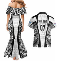 Personalised Fiji Rugby Couples Matching Mermaid Dress and Hawaiian Shirt 2023 World Cup History Makers - White Ver LT7 - Polynesian Pride