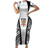 personalised-fiji-rugby-family-matching-short-sleeve-bodycon-dress-and-hawaiian-shirt-2023-world-cup-history-makers-white-ver