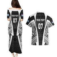 Personalised Fiji Rugby Couples Matching Puletasi Dress and Hawaiian Shirt 2023 World Cup History Makers - Black Ver LT7 - Polynesian Pride