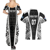 Personalised Fiji Rugby Couples Matching Summer Maxi Dress and Hawaiian Shirt 2023 World Cup History Makers - Black Ver LT7 - Polynesian Pride