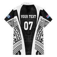 personalised-fiji-rugby-family-matching-off-shoulder-long-sleeve-dress-and-hawaiian-shirt-2023-world-cup-history-makers-black-ver