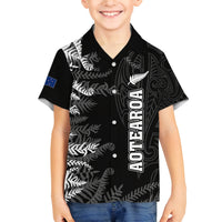 personalised-new-zealand-rugby-family-matching-off-shoulder-short-dress-and-hawaiian-shirt-silver-fern-basic-2023-world-cup