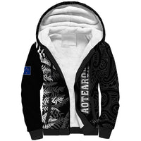 Personalised New Zealand Rugby Sherpa Hoodie Silver Fern Basic 2023 World Cup LT7 Unisex Black - Polynesian Pride