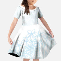 White Sunday Kid Short Sleeve Dress Plumeria Tatau Mix Tapa