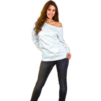 White Sunday Off Shoulder Sweater Plumeria Tatau Mix Tapa