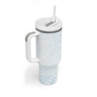 White Sunday Tumbler With Handle Plumeria Tatau Mix Tapa
