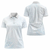 White Sunday Women Polo Shirt Plumeria Tatau Mix Tapa