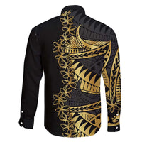 Polynesia Family Matching Short Sleeve Bodycon Dress and Hawaiian Shirt Black & Gold Fancy Plumeria LT7 - Polynesian Pride