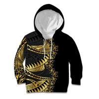 Polynesia Kid Hoodie Black & Gold Fancy Plumeria