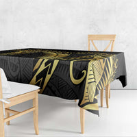 Polynesia Tablecloth Black & Gold Fancy Plumeria