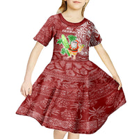 Hawaii Christmas Mele Kalikimaka Kid Short Sleeve Dress Santa Claus LT7 - Polynesian Pride