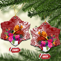 Papua New Guinea Christmas Ceramic Ornament Bird-of-Paradise Special LT7 Snow Flake Red - Polynesian Pride
