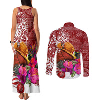 Papua New Guinea Christmas Couples Matching Tank Maxi Dress and Long Sleeve Button Shirt Bird-of-Paradise Special LT7 - Polynesian Pride