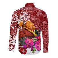 Papua New Guinea Christmas Long Sleeve Button Shirt Bird-of-Paradise Special LT7 - Polynesian Pride