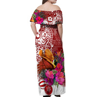 Papua New Guinea Christmas Off Shoulder Maxi Dress Bird-of-Paradise Special LT7 - Polynesian Pride