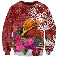 Papua New Guinea Christmas Sweatshirt Bird-of-Paradise Special LT7 Unisex Red - Polynesian Pride