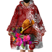 Papua New Guinea Christmas Wearable Blanket Hoodie Bird-of-Paradise Special LT7 - Polynesian Pride