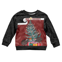 Personalised New Zealand Maori Christmas Kid Ugly Christmas Sweater Xmas Fern Mix Kowhawhai LT7 Kid Black - Polynesian Pride