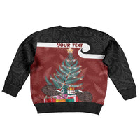 Personalised New Zealand Maori Christmas Kid Ugly Christmas Sweater Xmas Fern Mix Kowhawhai LT7 - Polynesian Pride