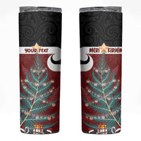 Personalised New Zealand Maori Christmas Skinny Tumbler Xmas Fern Mix Kowhawhai LT7 Black - Polynesian Pride