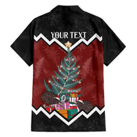 Personalised New Zealand Christmas Family Matching Off Shoulder Maxi Dress and Hawaiian Shirt Xmas Fern and Kiwi Birds